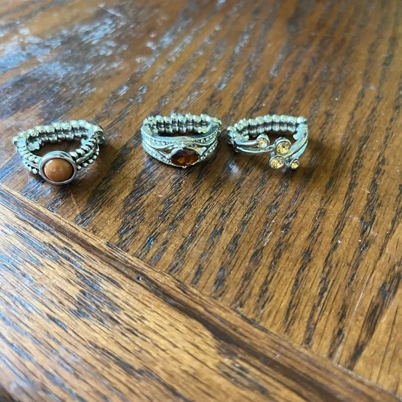 Paparazzi Elegant Gold , Brown and Silver Tone Women's Rings Set 3 - Picture 1 of 6